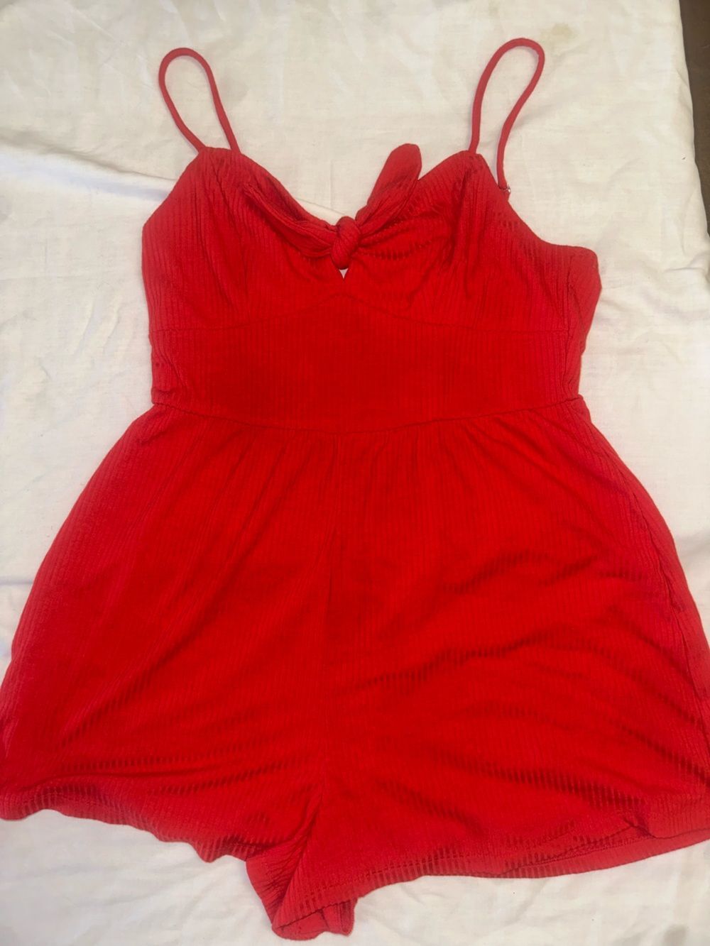 Xhilaration Red Ribbed Knot Romper